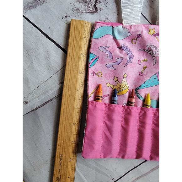 Princess Pink Crayon Holder Coloring Childrens Tote Bag gift bag handmade - Picture 3 of 7